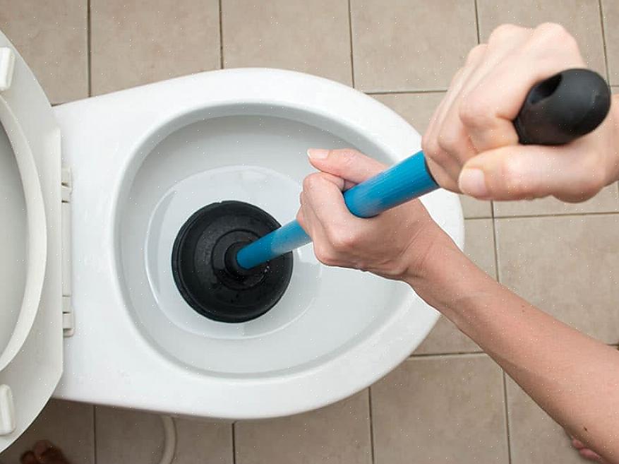 Häll en hink vatten i toalettskålen med en kraftig rörelse för att rensa toalettavloppet