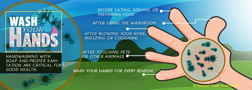 Tørk hendene grundig med håndklepapir eller håndtørker